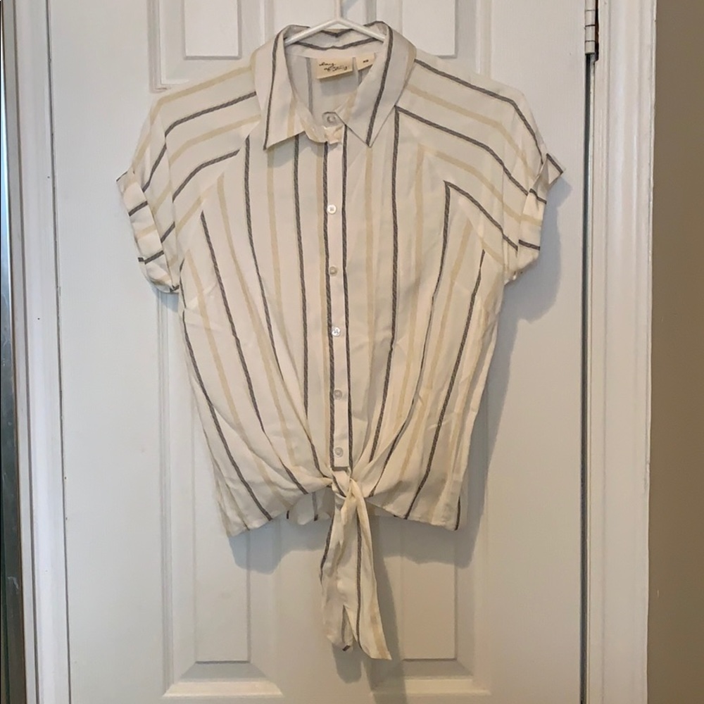 Tie front button down blouse